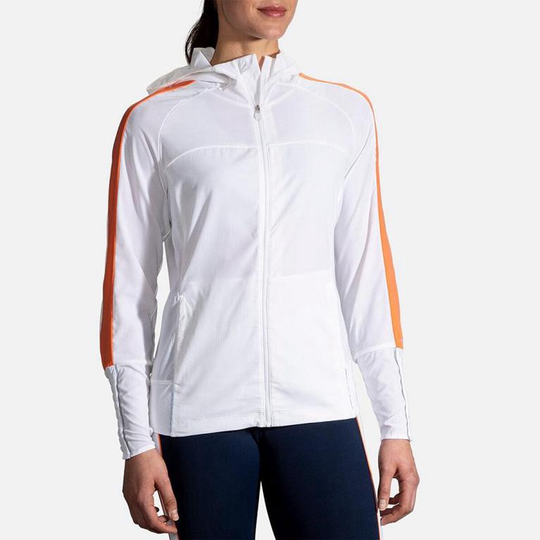 Brooks Canopy Running Jackets - Women's - White (68471-LJQC)